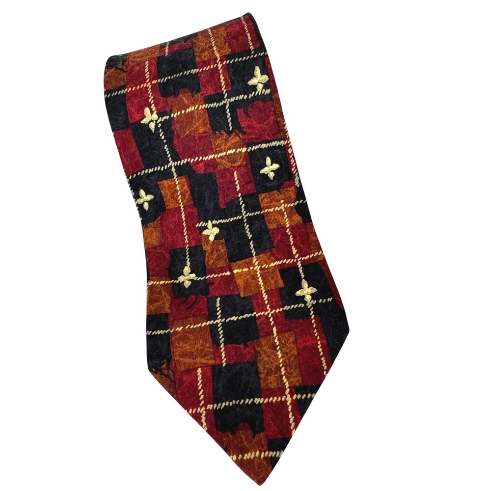Ermenegildo Zegna Fleur De Lis Silk Tie Red/Orange/Black/Cream